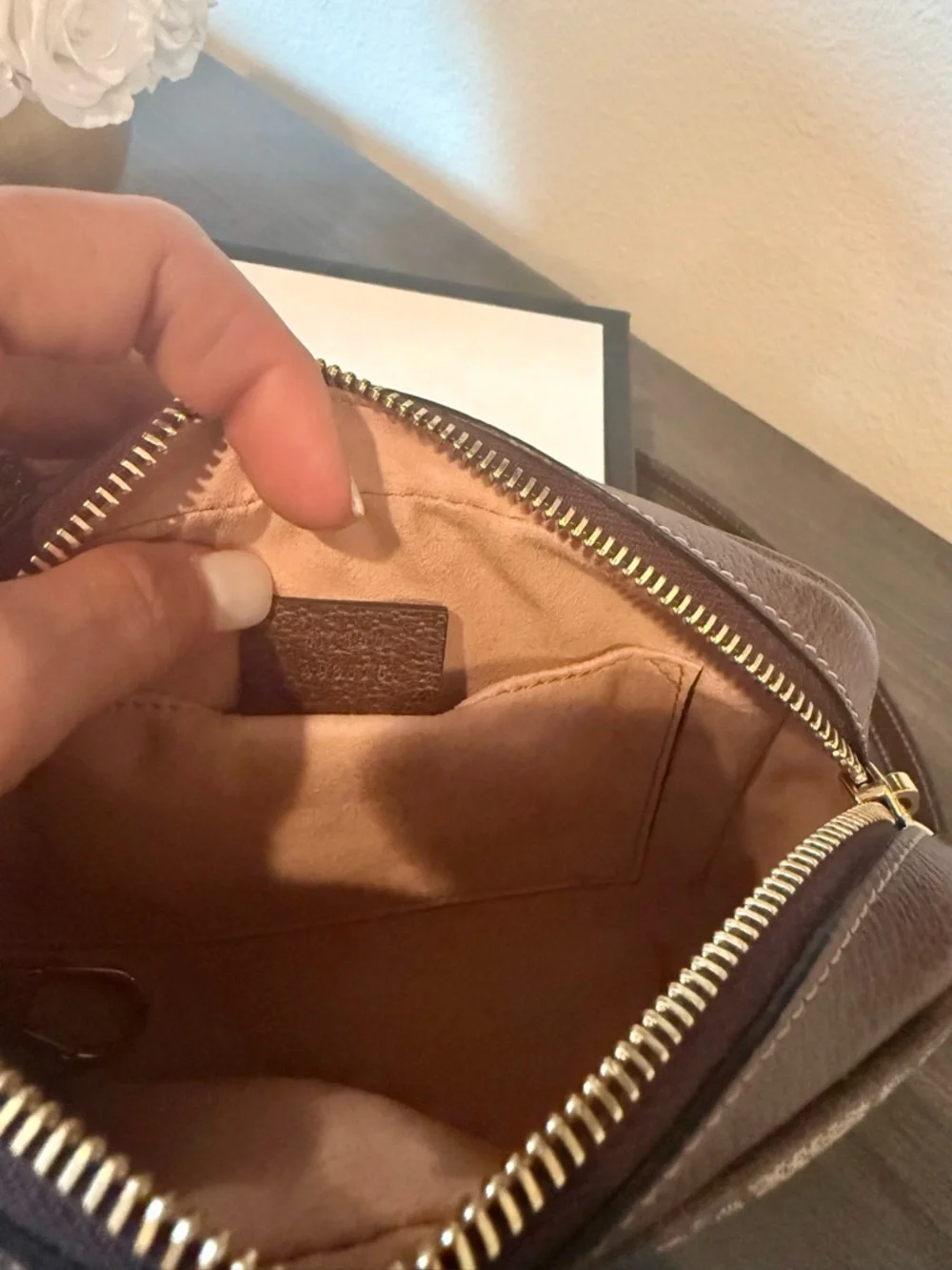 Gucci Beige/Brown GG Canvas Wristlet with Gold Hardware - Picture 4 of 9